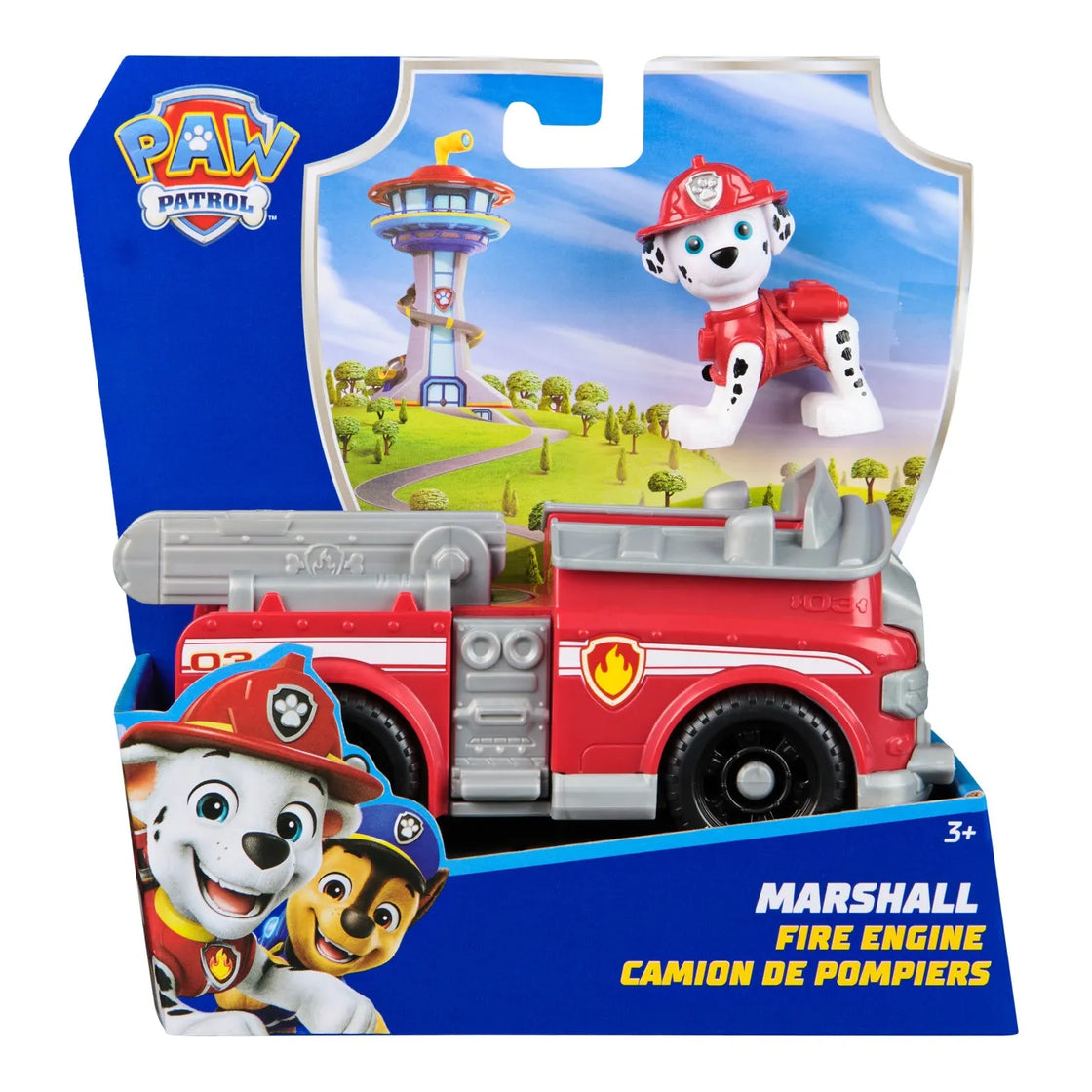Patrula catelusilor set vehicul de baza masina de pompieri si figurina marshall