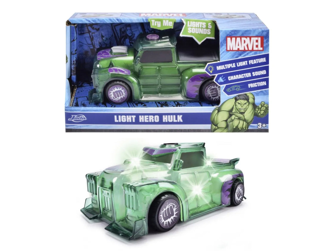 Jada marvel masinuta light hero hulk cu sunete si lumini scara 1:32
