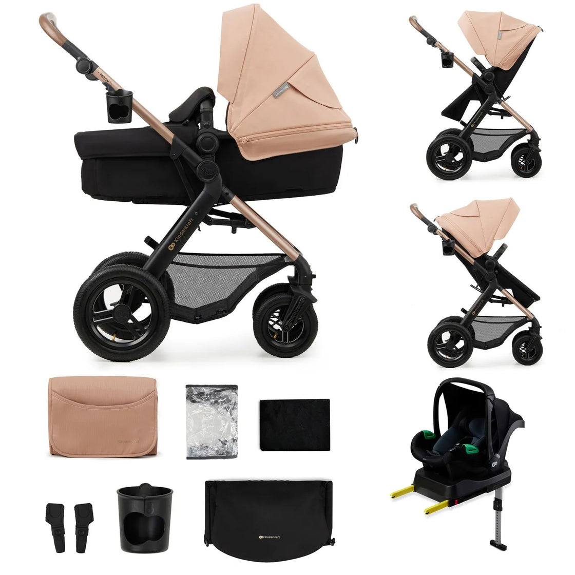Carucior multifunctional kinderkraft moov 2 air 4in1 sand beige