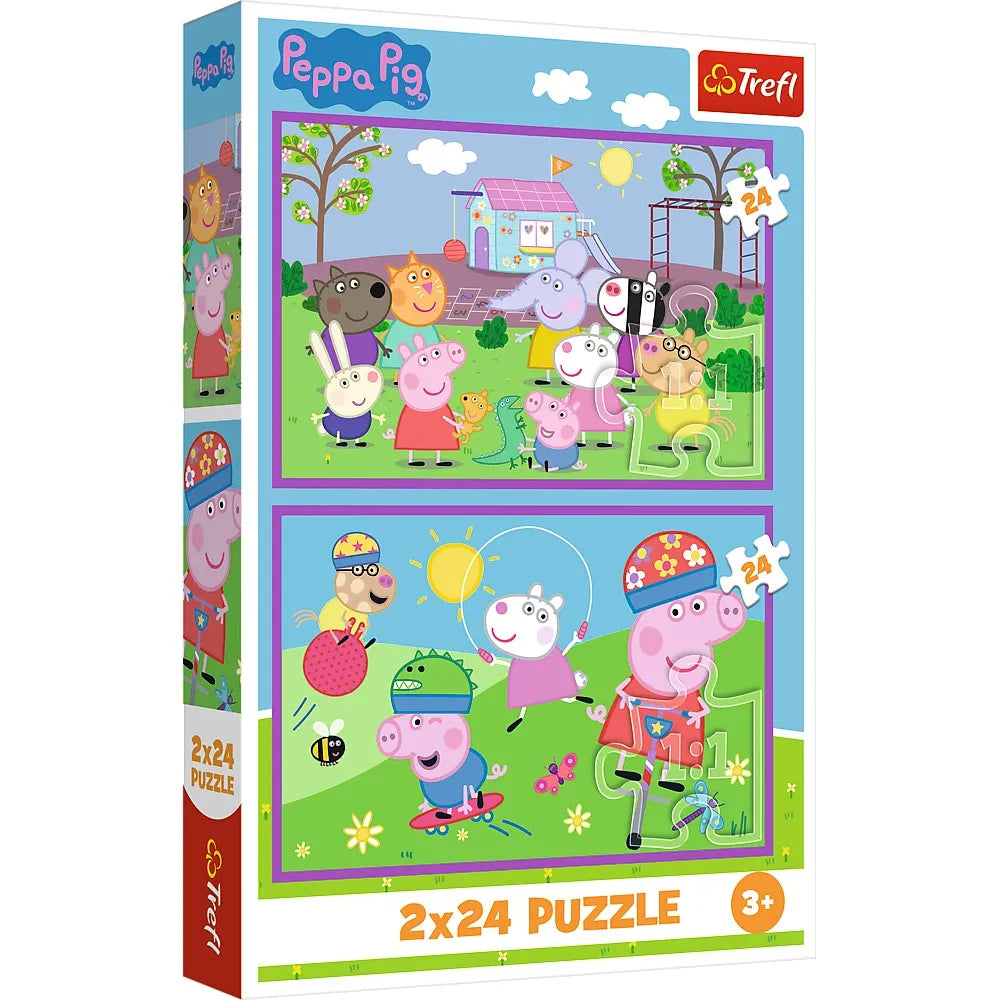Puzzles 2x24 peppa pig o zi la joaca cu peppa pig