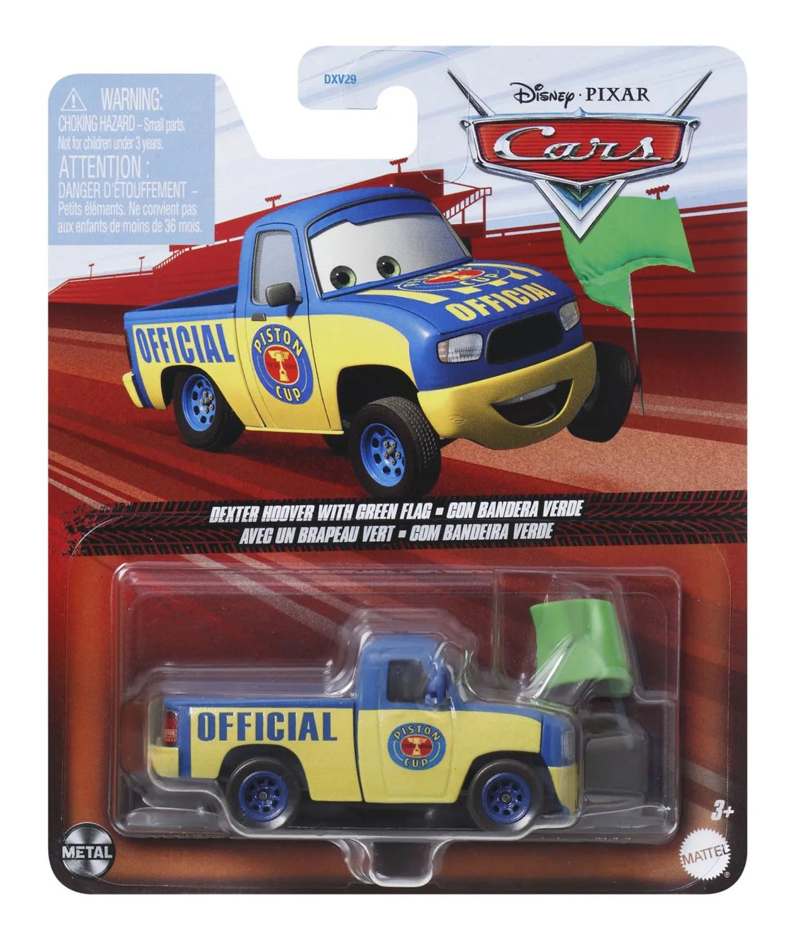 Masinuta metalica cars3 personajul dexter hoover cu steag verde