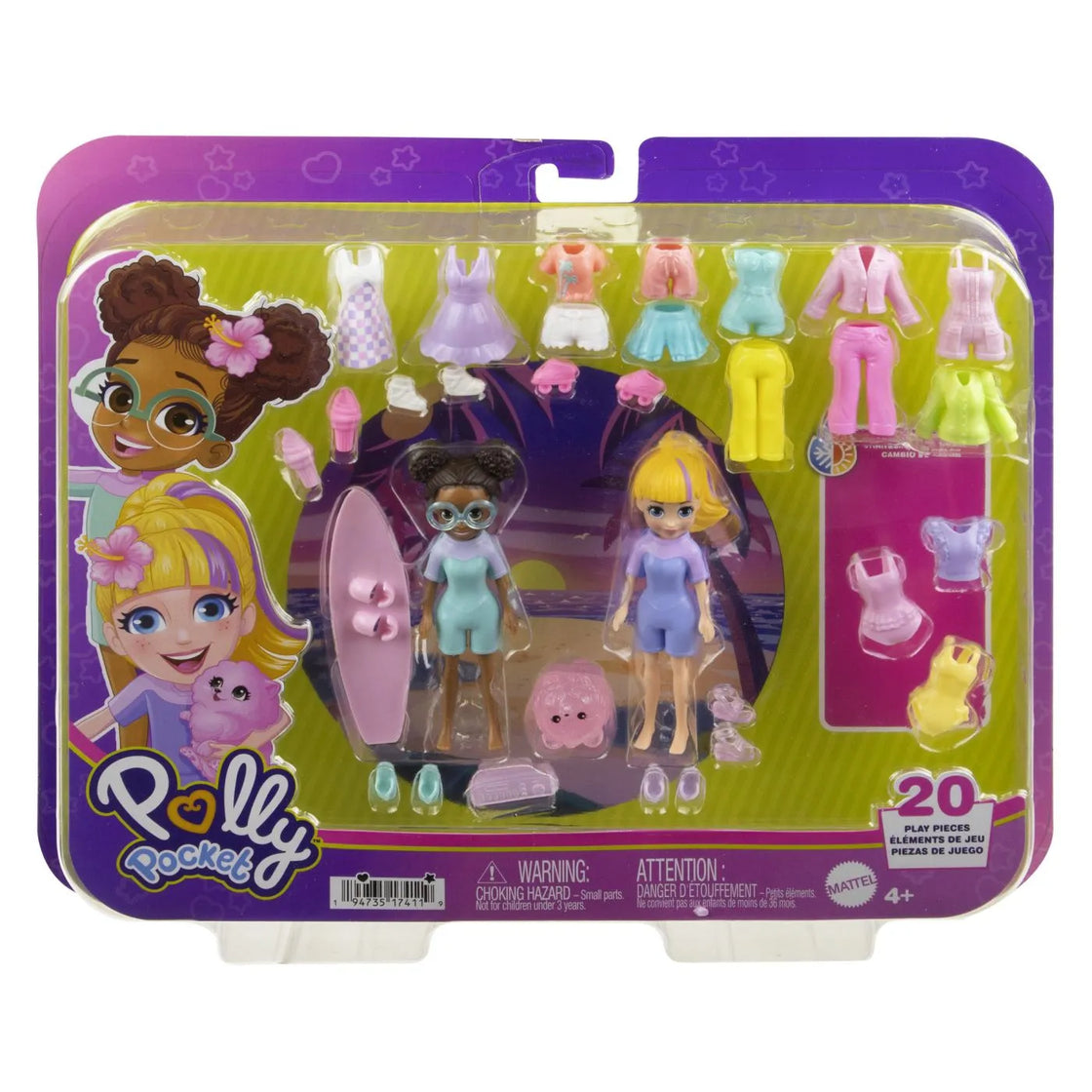 Polly pocket set 2 papusi si accesorii 20 piese