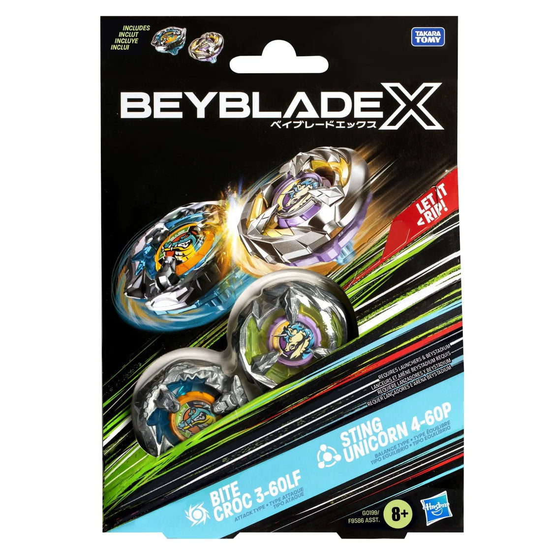 Beyblade x pachet duo bite croc 3-60lf si sting unicorn 4-60p