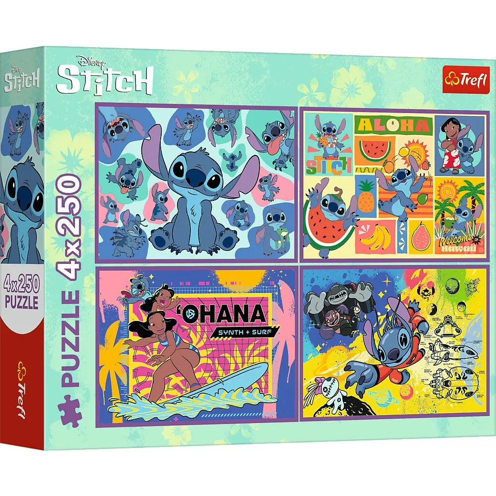 Puzzle trefl 4x250 disney uimitorul stitch