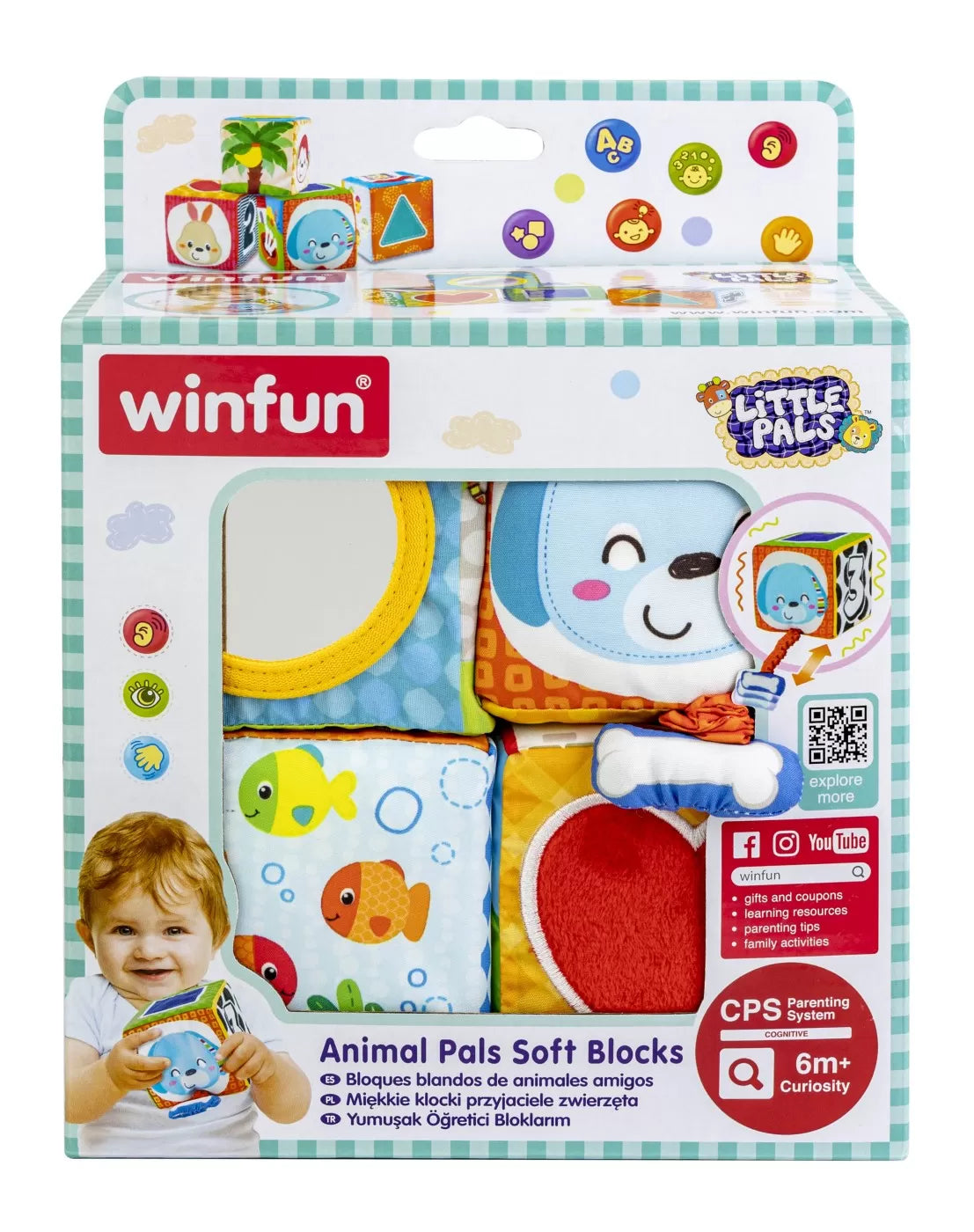 Winfun set 4 cuburi stivuibile din material textil