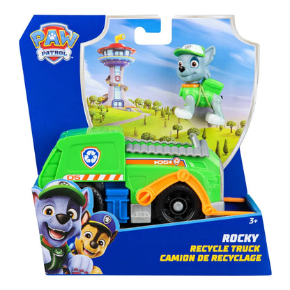 Patrula catelusilor set vehicul de baza camionul de reciclare  si figurina rocky