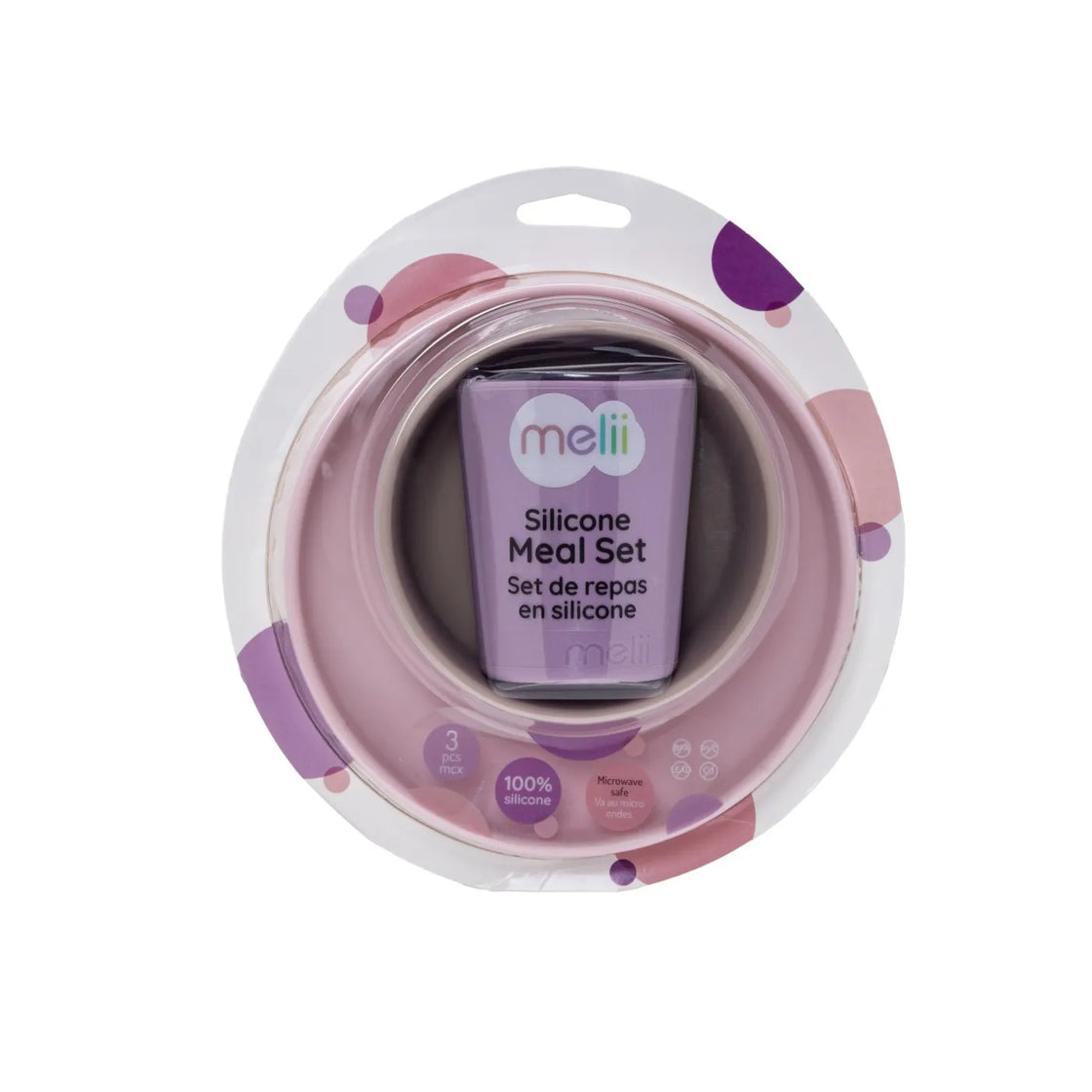Set 3 recipiente silicon hrana bebe, melii, purple&pink&grey