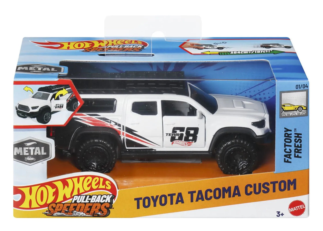Hot wheels masinuta metalica cu sistem pull back toyota tacoma custom factory fresh scara 1:43