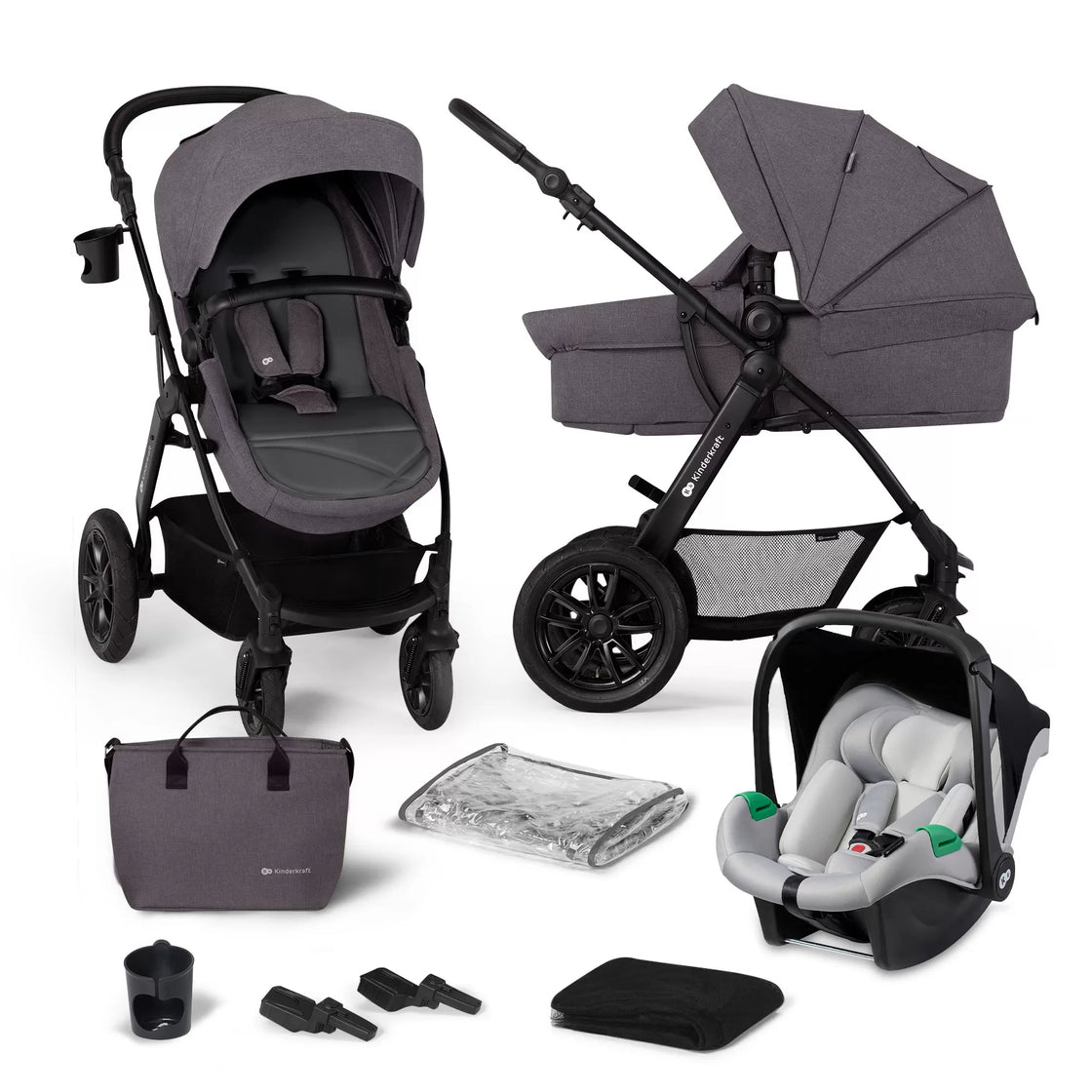 Carucior multifunctional kinderkraft xmoov, 3 in 1, dark grey