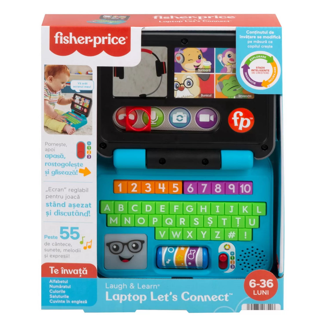 Fisher price laugh&learn laptop interactiv in limba romana