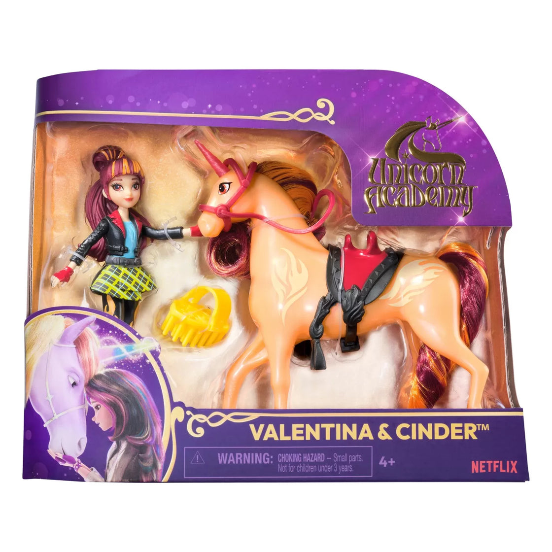 Unicorn academy set unicorn cinder si papusa valentina