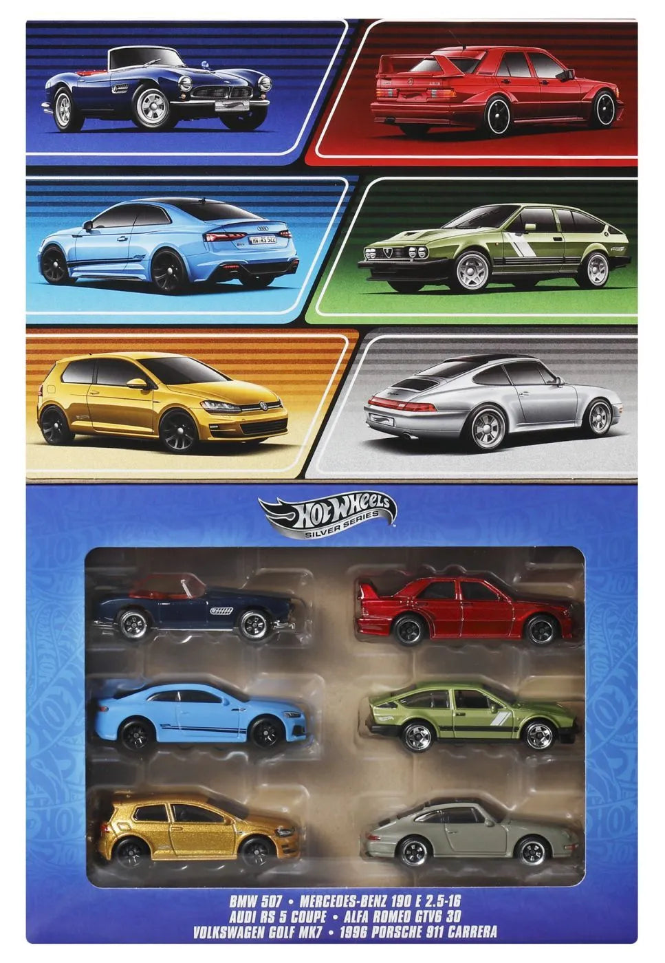 Hot wheels silver series set 6 masinute metalice euro style