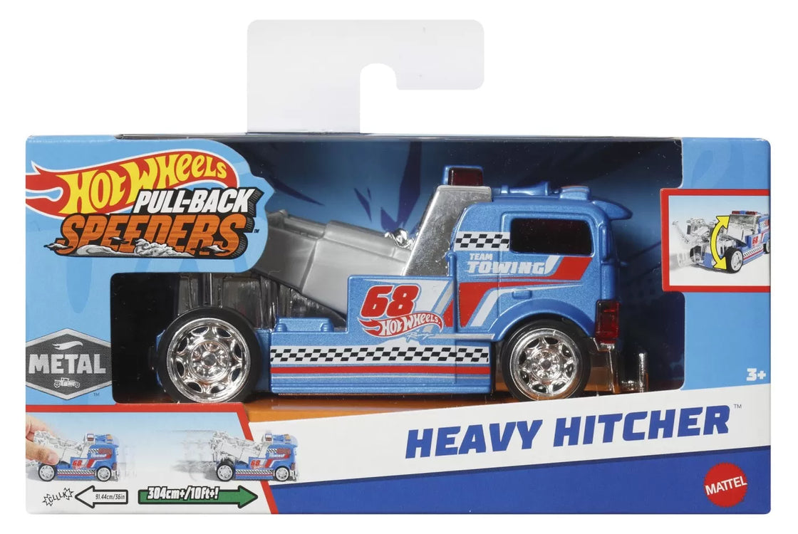 Hot wheels masinuta metalica cu sistem pull back heavy hitcher scara 1:43