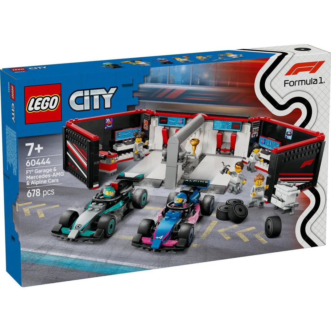 Lego city garaj f1 si masini mercedes-amg si alpine 60444