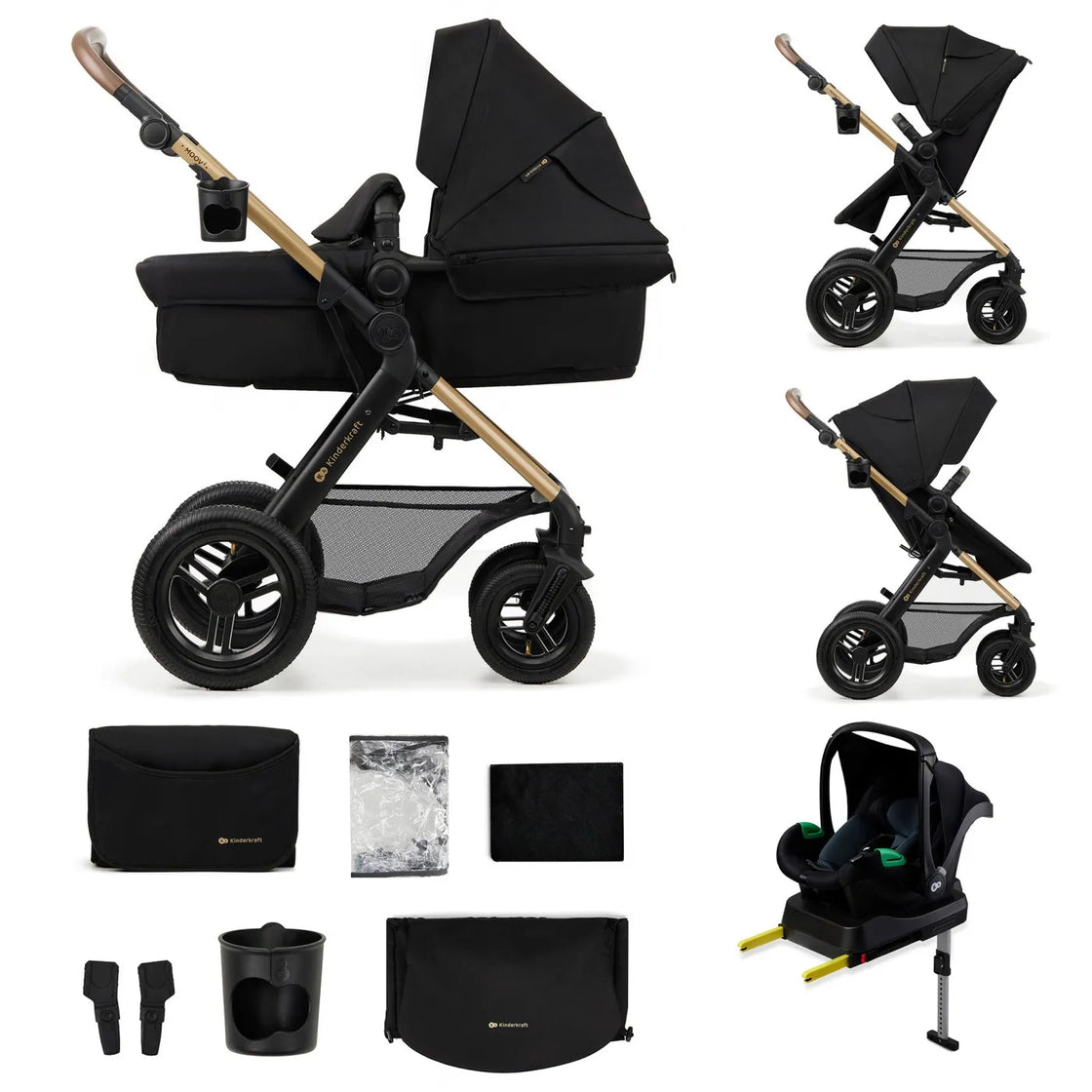 Carucior multifunctional kinderkraft moov 2 air 4in1 pure black