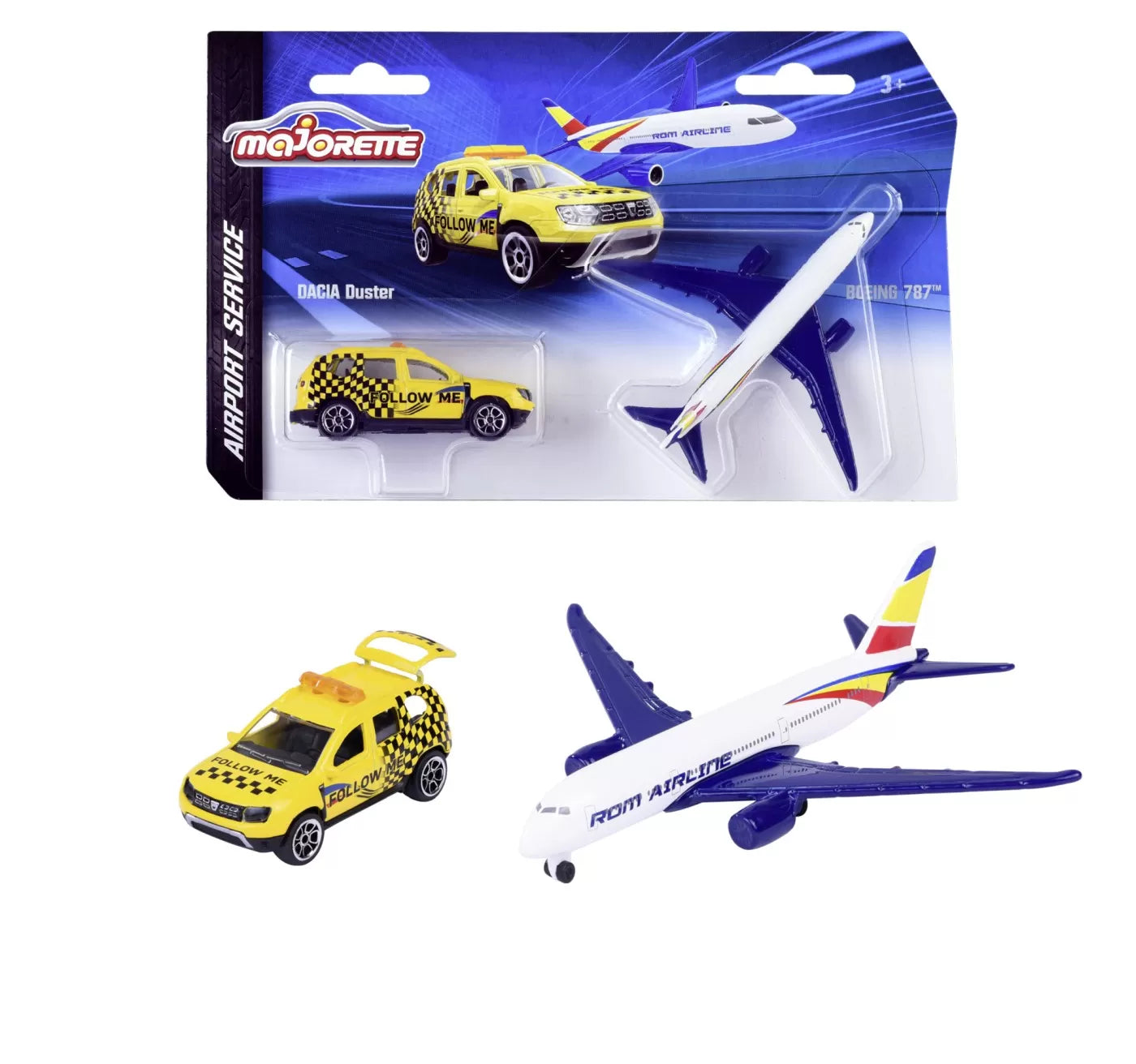 Majorette set masinuta dacia duster si avion boeing 787
