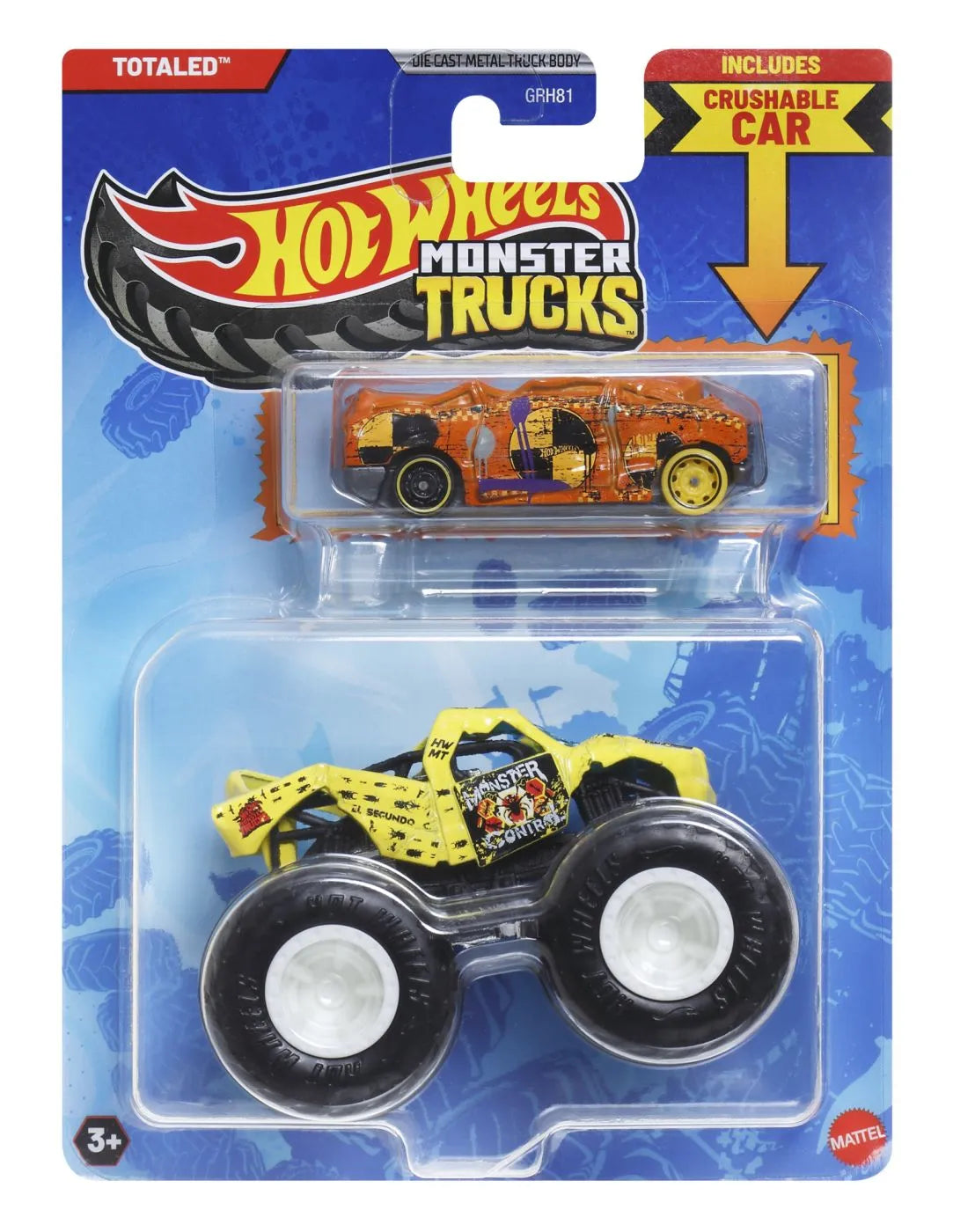Hot wheels monster truck si masinuta metalica totaled