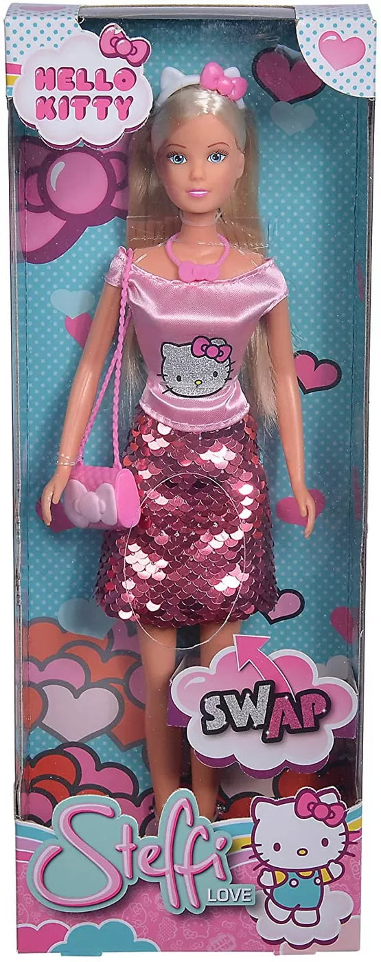 Papusa steffi cu fustita cu paiete hello kitty
