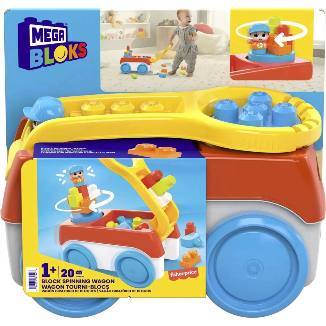 Mega bloks set de constructie 20 piese caruciorul care se invarte