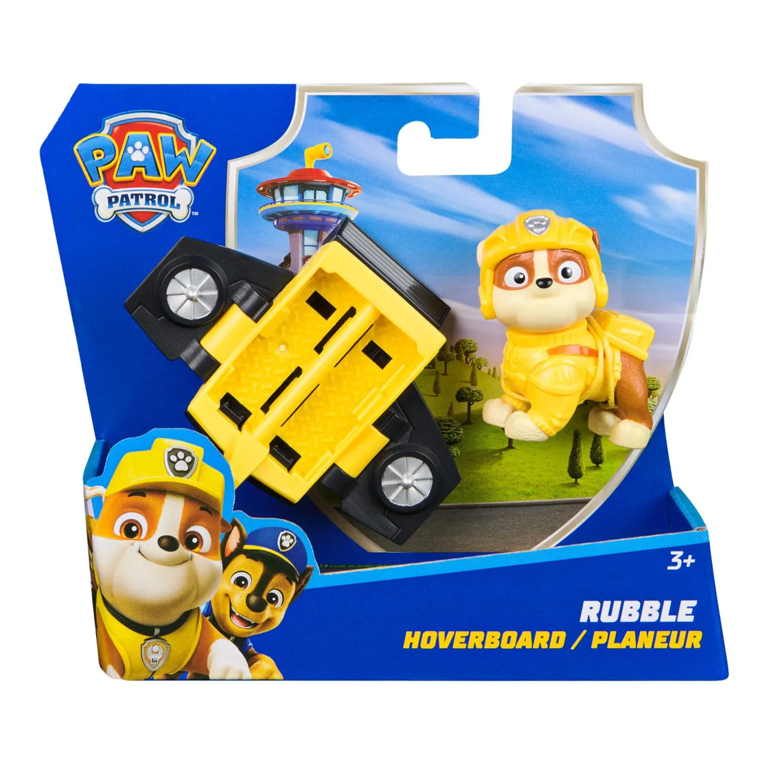 Patrula catelusilor action pups set vehicul de salvare hoverboard si figurina rubble 5 cm