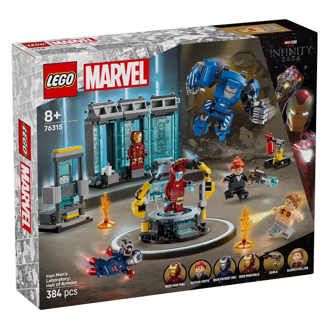 Lego super heroes laboratorul lui iron man sala armurilor 76315
