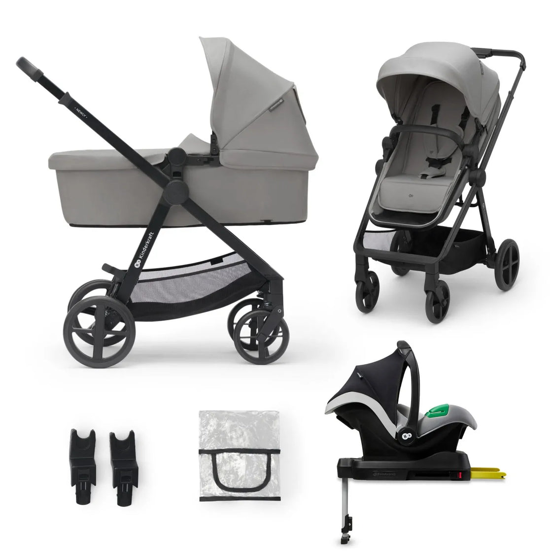 Carucior kinderkraft newly, 4 in 1, moonlight grey