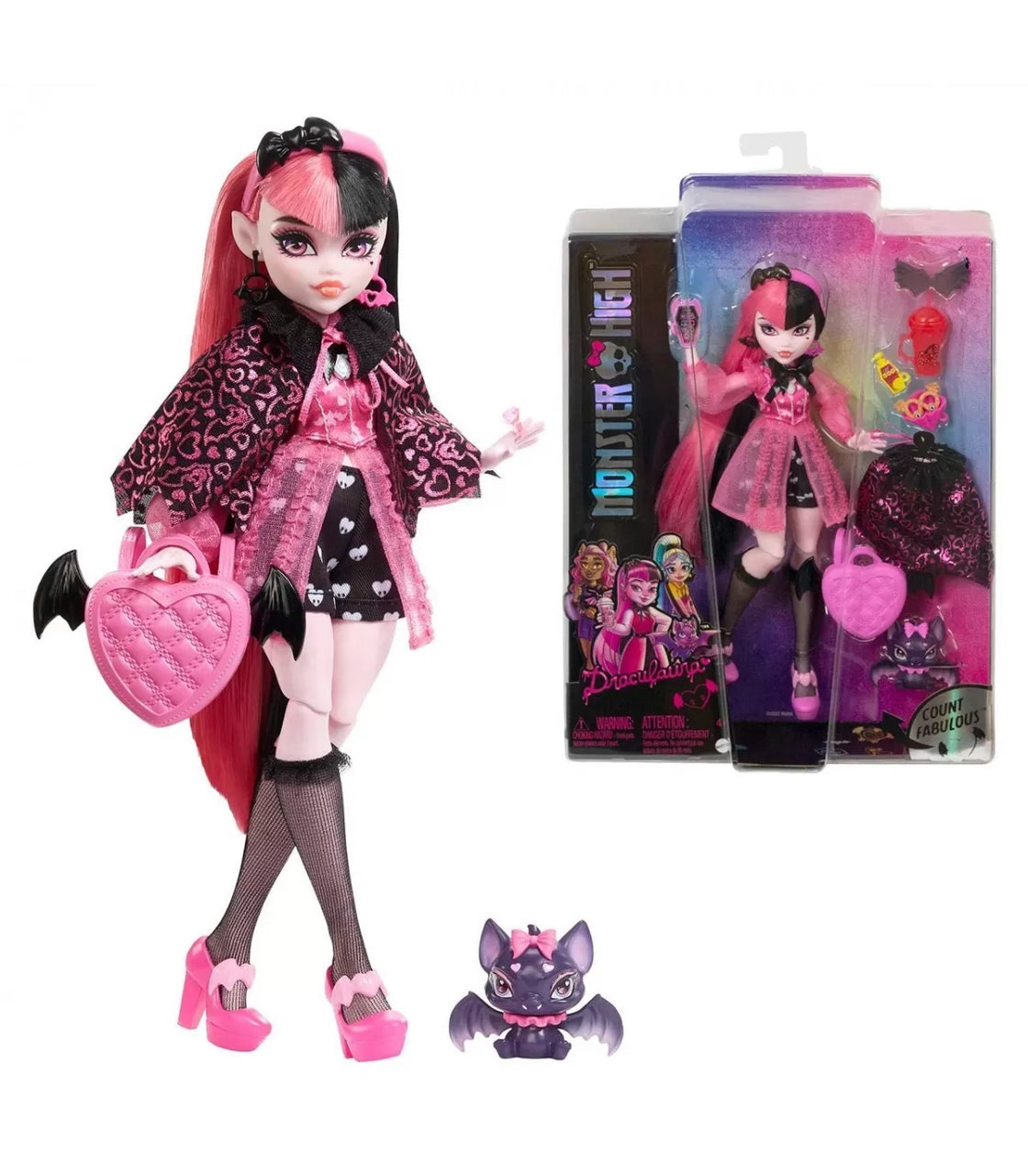 Monster high papusa draculaura cu animalut si accesorii