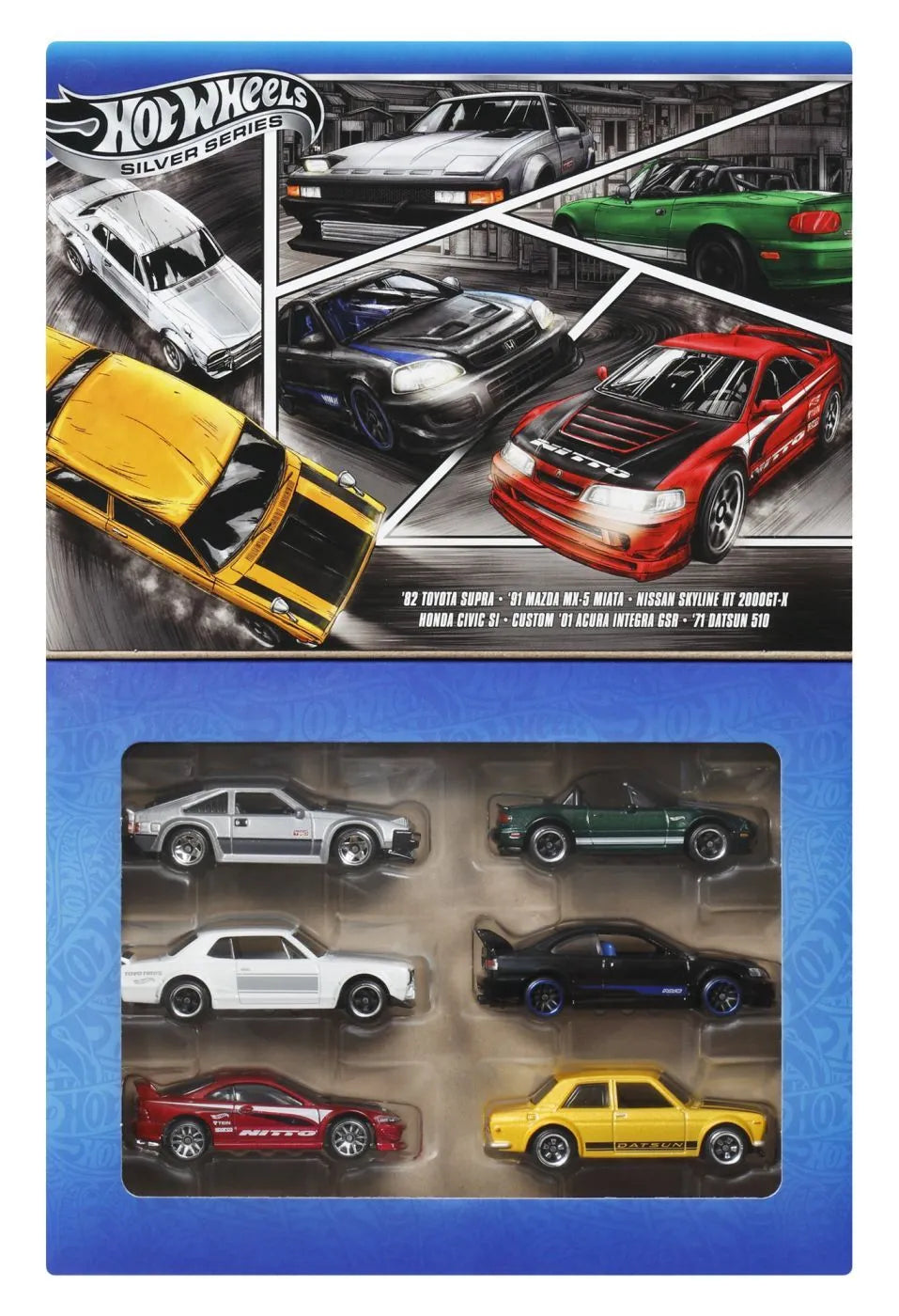Hot wheels silver series set 6 masinute metalice tematica japoneza