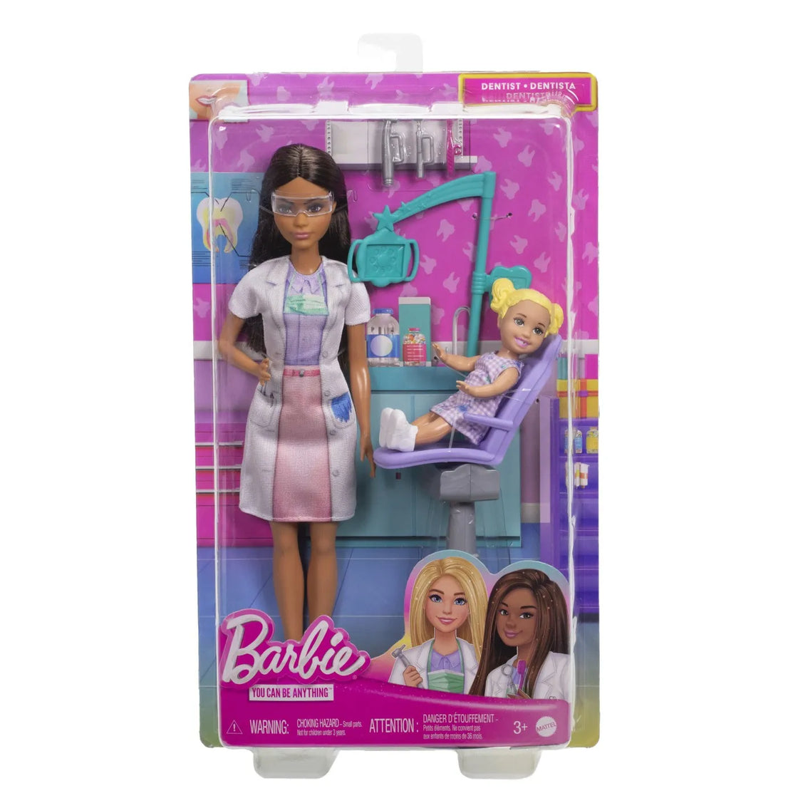 Barbie set de joaca papusa barbie bruneta face cariera stomatolog