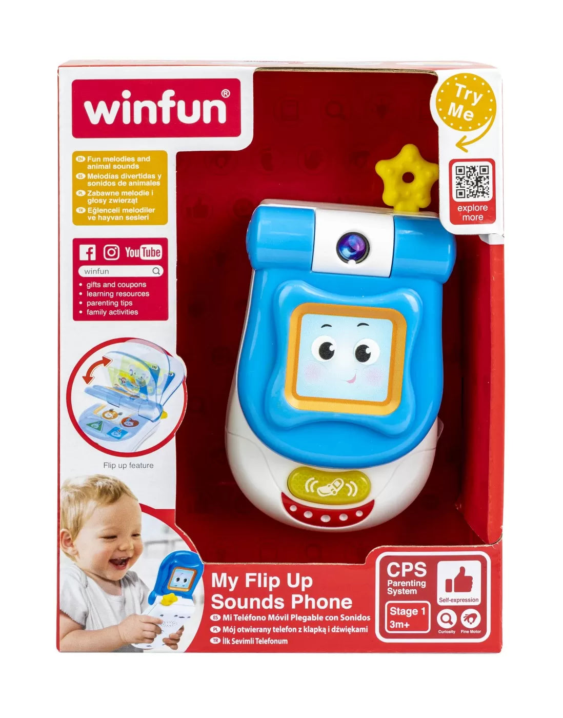 Winfun telefon cu clapeta cu sunete