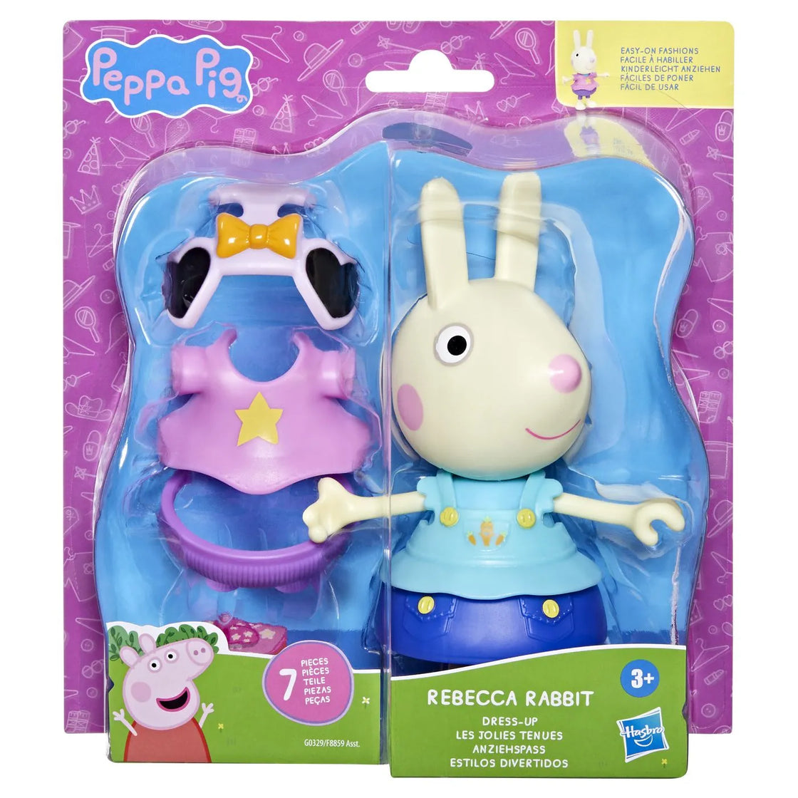 peppa pig set figurina si accesorii vestimentare iepurasul rebecca 15cm