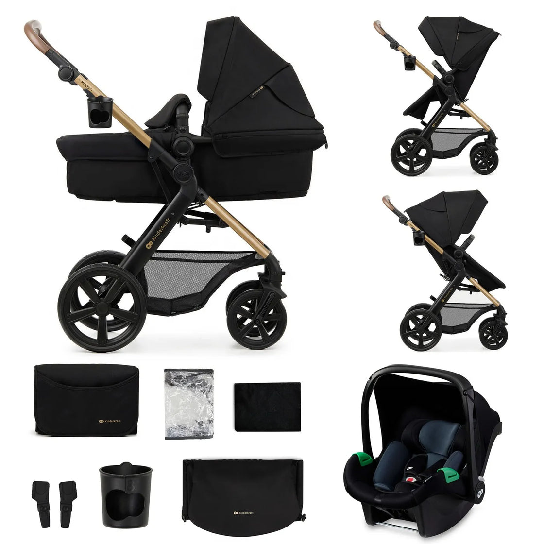 Carucior 3 in 1 kinderkraft moov 2, negru pur
