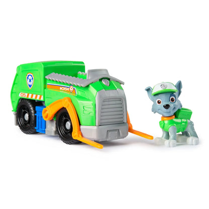 Patrula catelusilor set vehicul de baza camionul de reciclare  si figurina rocky
