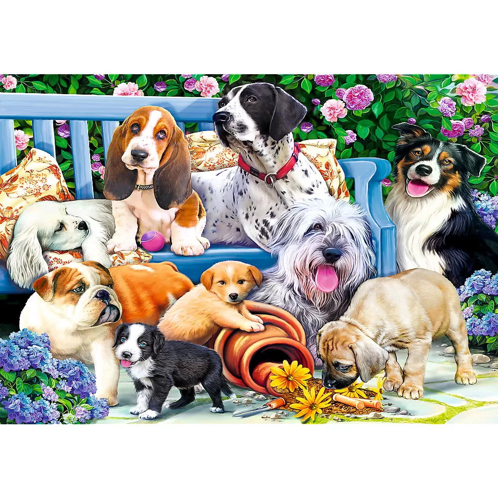 Puzzle trefl 1000 caini in gradina