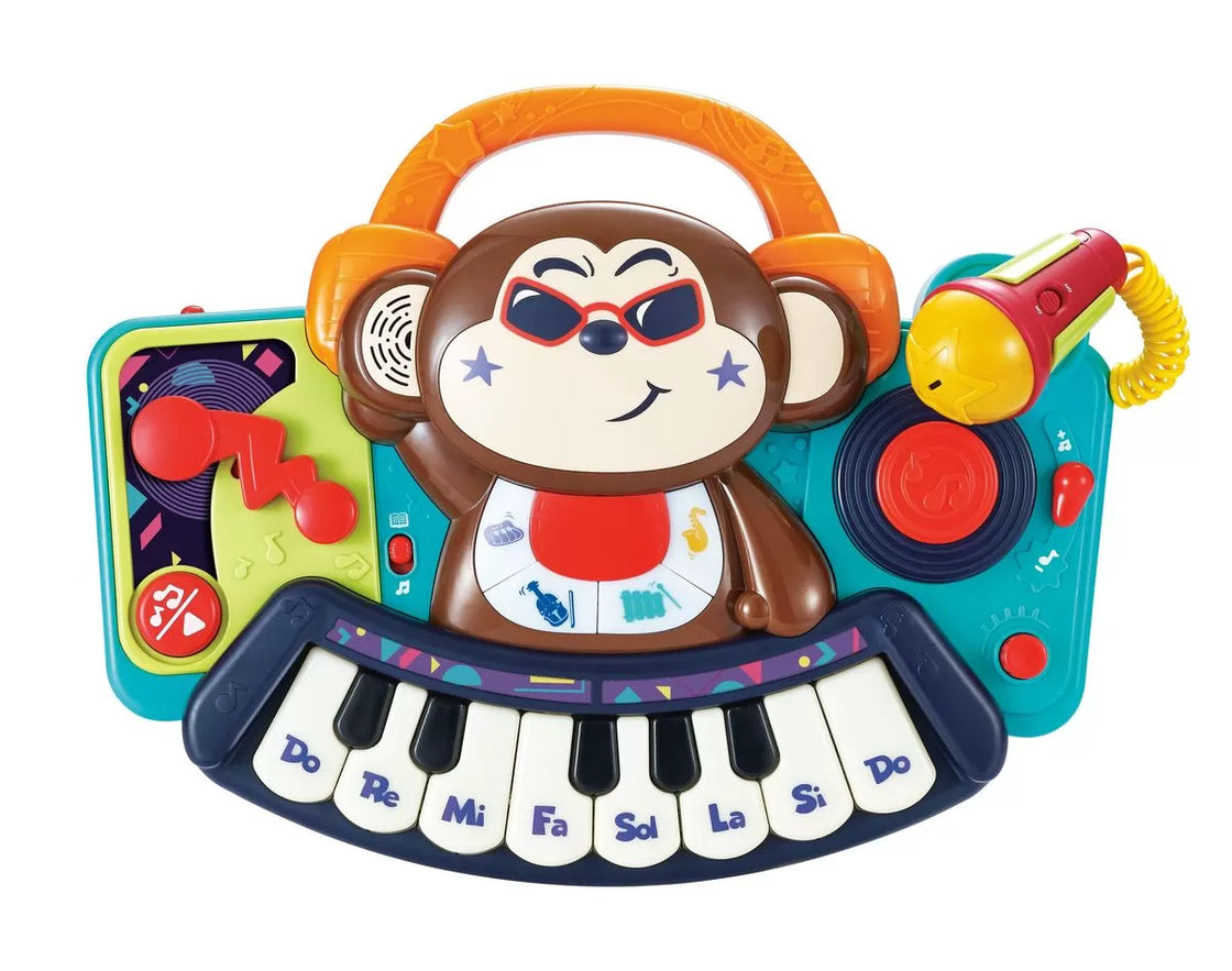 Pianina bebe maimutica dj cu lumini sunete si microfon