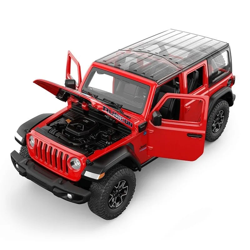 Masinuta metalica jeep wrangler rubicon 4xe rosu scara 1 la 24