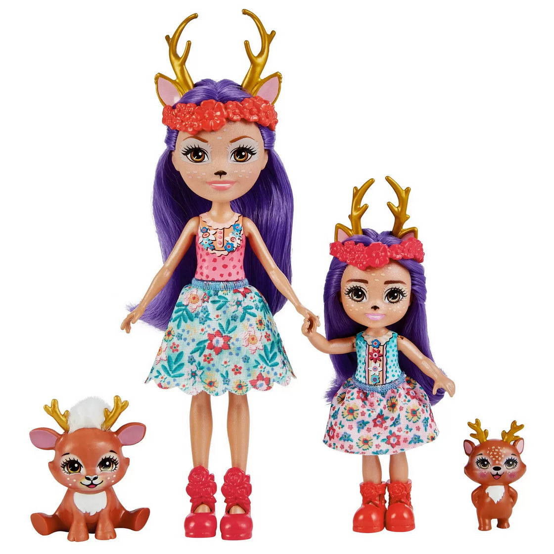 Enchantimals set papusi surori si animalutele lor  danessa deer si sprint si danetta deer si fleet