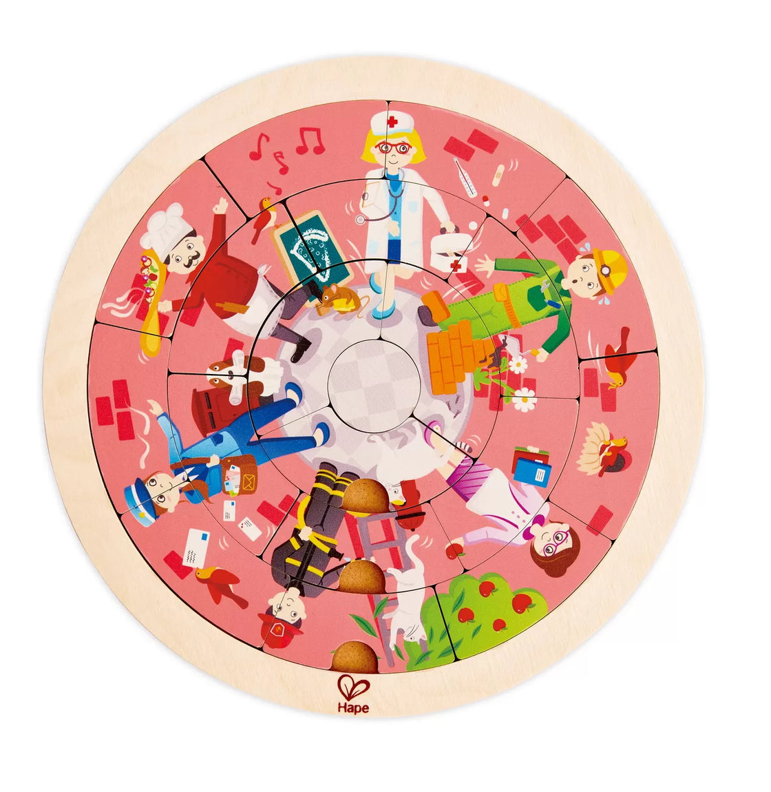 Hape puzzle rotund cu 2 fete