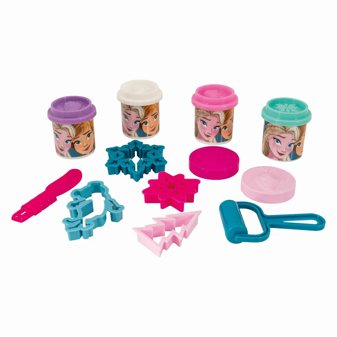 Galetusa cu 4 borcanase de plastilina si accesorii frozen