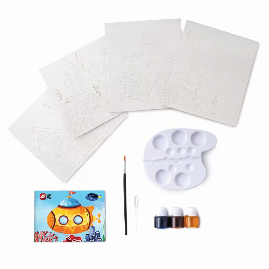Set desen as art acuarela peisaj marin