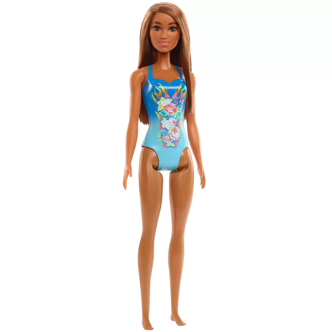 Papusa barbie satena cu costum de baie albastru