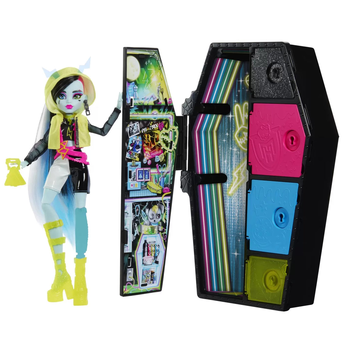 Monster high neon frights papusa frankie stein