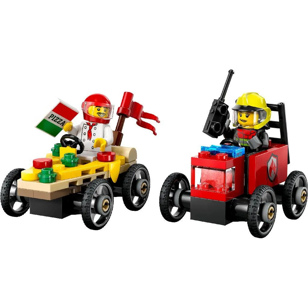 Lego city pachet de curse furgoneta de pizza vs. camion de pompieri 60458