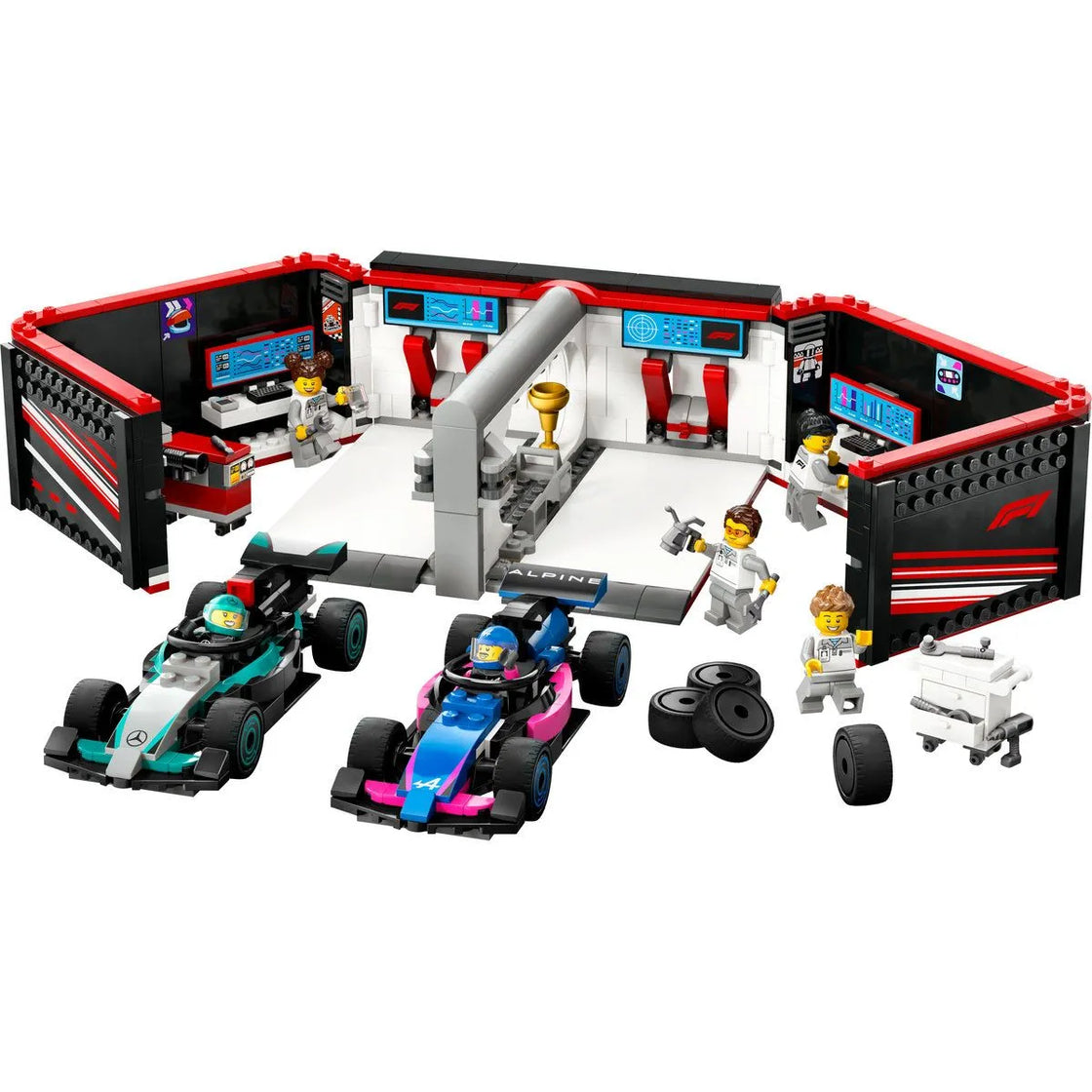 Lego city garaj f1 si masini mercedes-amg si alpine 60444