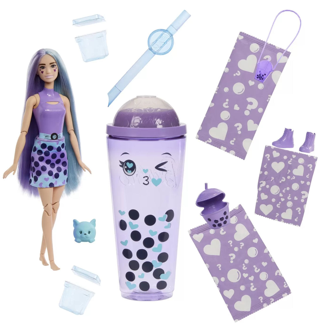 Barbie pop reveal bubble tea papusa barbie taro milk