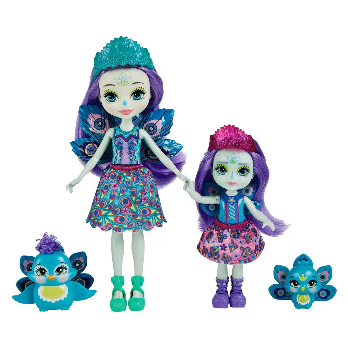 Enchantimals set papusi surori si animalutele lor patter peacock si flap si piera peacock si feather