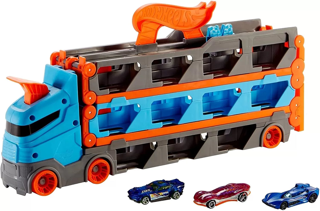 Hot wheels 2 in 1 mega transportator masini pista