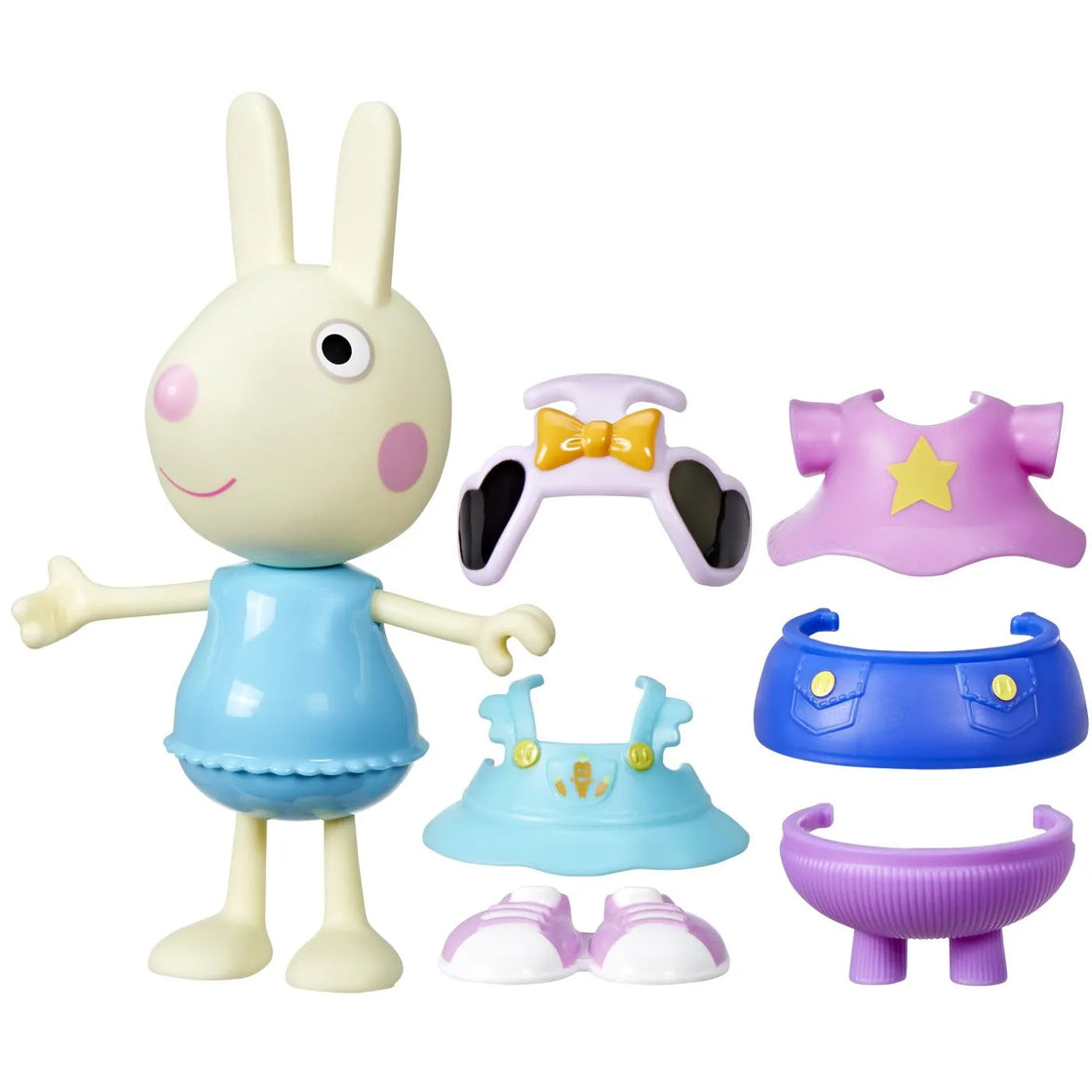 peppa pig set figurina si accesorii vestimentare iepurasul rebecca 15cm