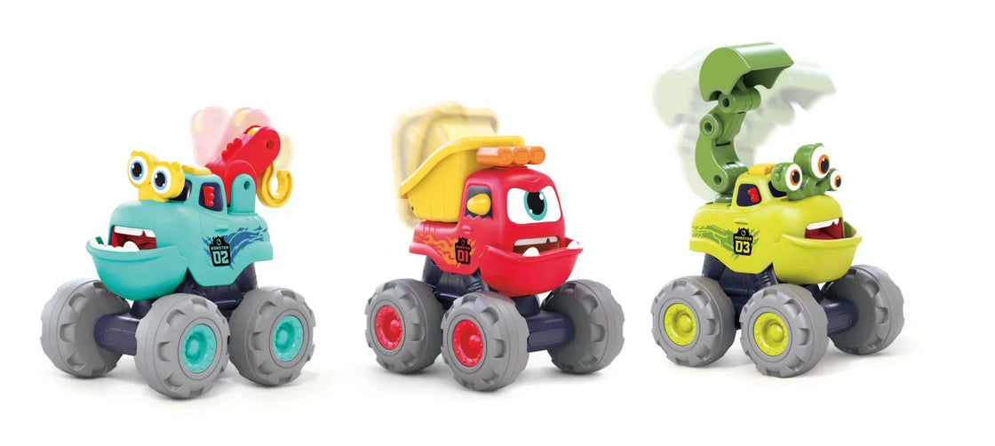 Set 3 masinute de constructie monstruletii amuzanti cu frictiune