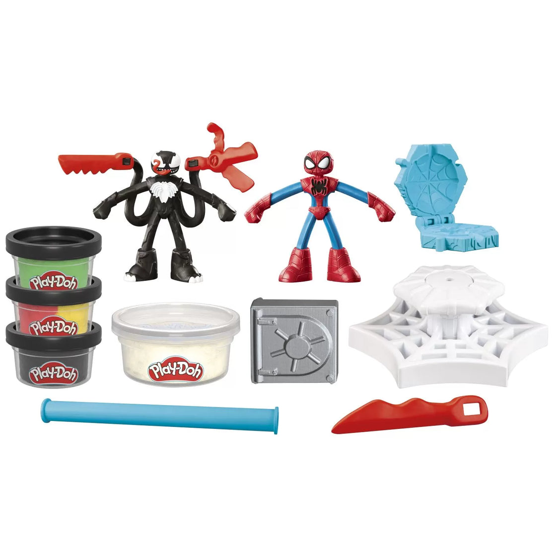 Play doh spiderman set 2 figurine batalie cu lansator si sulita